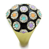 IP Gold(Ion Plating) Stainless Steel Ring with Top Grade Crystal  in Clear