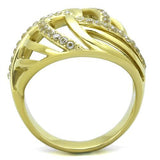 IP Gold(Ion Plating) Stainless Steel Ring with AAA Grade CZ  in Clear