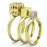 IP Gold(Ion Plating) Stainless Steel Ring with AAA Grade CZ  in Clear