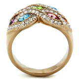 IP Rose Gold(Ion Plating) Stainless Steel Ring with Top Grade Crystal  in Multi Color