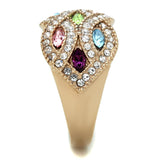 IP Rose Gold(Ion Plating) Stainless Steel Ring with Top Grade Crystal  in Multi Color