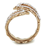 IP Rose Gold(Ion Plating) Stainless Steel Ring with AAA Grade CZ  in Clear