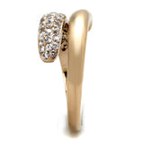 IP Rose Gold(Ion Plating) Stainless Steel Ring with AAA Grade CZ  in Clear