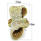 IP Gold(Ion Plating) Stainless Steel Ring with Top Grade Crystal  in Multi Color