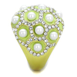 IP Gold(Ion Plating) Stainless Steel Ring with Synthetic Pearl in White