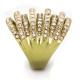 IP Gold(Ion Plating) Stainless Steel Ring with Top Grade Crystal  in Light Peach