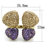 IP Gold(Ion Plating) Stainless Steel Ring with AAA Grade CZ  in Multi Color