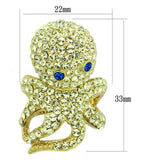 IP Gold(Ion Plating) Stainless Steel Ring with Top Grade Crystal  in Multi Color