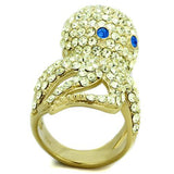 IP Gold(Ion Plating) Stainless Steel Ring with Top Grade Crystal  in Multi Color