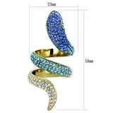 IP Gold(Ion Plating) Stainless Steel Ring with Top Grade Crystal  in Multi Color