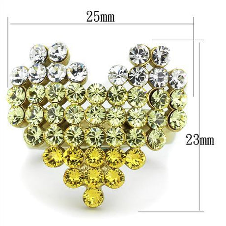 IP Gold(Ion Plating) Stainless Steel Ring with Top Grade Crystal  in Multi Color
