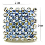IP Gold(Ion Plating) Stainless Steel Ring with Top Grade Crystal  in Light Sapphire