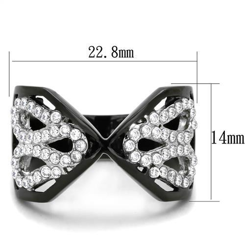 Two-Tone IP Black Stainless Steel Ring with AAA Grade CZ  in Clear