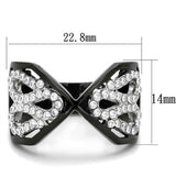 Two-Tone IP Black Stainless Steel Ring with AAA Grade CZ  in Clear