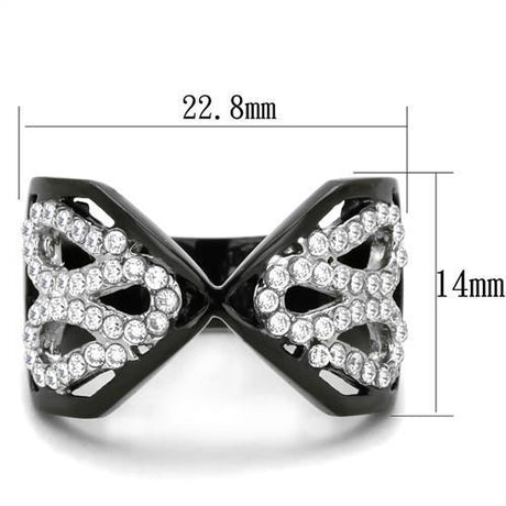 Two-Tone IP Black Stainless Steel Ring with AAA Grade CZ  in Clear