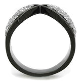 Two-Tone IP Black Stainless Steel Ring with AAA Grade CZ  in Clear
