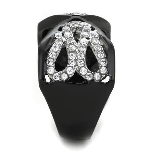 Two-Tone IP Black Stainless Steel Ring with AAA Grade CZ  in Clear