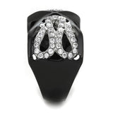 Two-Tone IP Black Stainless Steel Ring with AAA Grade CZ  in Clear