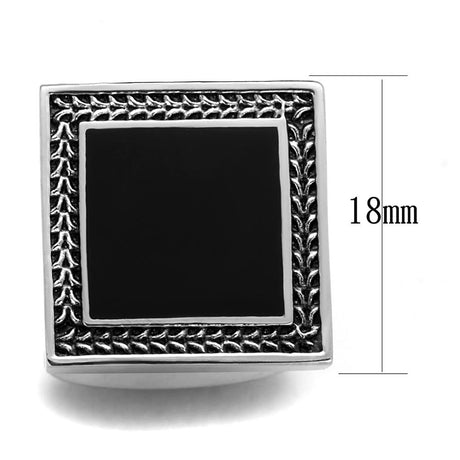 High polished (no plating) Stainless Steel Cufflink with Epoxy  in Jet