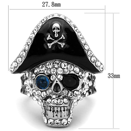 Two-Tone IP Black Stainless Steel Ring with Synthetic Synthetic Glass in Montana