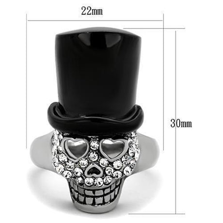 Two-Tone IP Black Stainless Steel Ring with Top Grade Crystal  in Clear