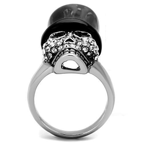 Two-Tone IP Black Stainless Steel Ring with Top Grade Crystal  in Clear
