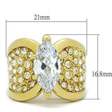IP Gold(Ion Plating) Stainless Steel Ring with AAA Grade CZ  in Clear