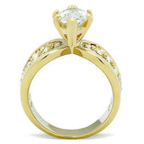 IP Gold(Ion Plating) Stainless Steel Ring with AAA Grade CZ  in Clear