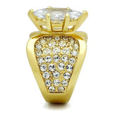 IP Gold(Ion Plating) Stainless Steel Ring with AAA Grade CZ  in Clear