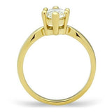 IP Gold(Ion Plating) Stainless Steel Ring with AAA Grade CZ  in Clear