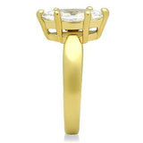 IP Gold(Ion Plating) Stainless Steel Ring with AAA Grade CZ  in Clear