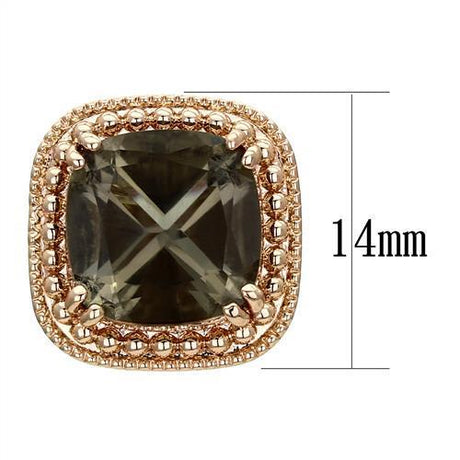 IP Rose Gold(Ion Plating) Stainless Steel Earrings with Genuine Stone  in Brown