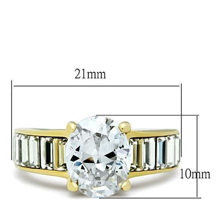 IP Gold(Ion Plating) Stainless Steel Ring with AAA Grade CZ  in Clear
