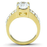 IP Gold(Ion Plating) Stainless Steel Ring with AAA Grade CZ  in Clear