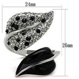 High polished (no plating) Stainless Steel Ring with Top Grade Crystal  in Jet