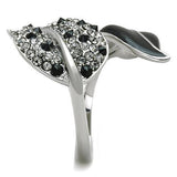 High polished (no plating) Stainless Steel Ring with Top Grade Crystal  in Jet