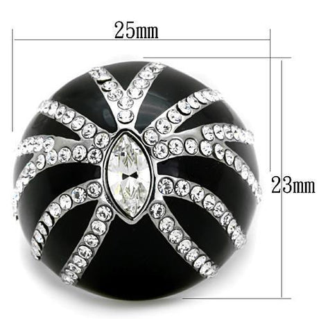 High polished (no plating) Stainless Steel Ring with Top Grade Crystal  in Clear