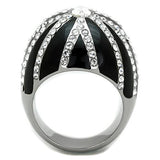 High polished (no plating) Stainless Steel Ring with Top Grade Crystal  in Clear