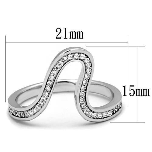 High polished (no plating) Stainless Steel Ring with AAA Grade CZ  in Clear