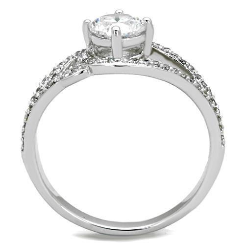 High polished (no plating) Stainless Steel Ring with AAA Grade CZ  in Clear