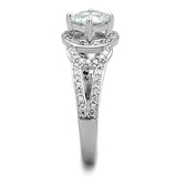 High polished (no plating) Stainless Steel Ring with AAA Grade CZ  in Clear