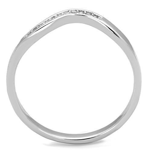High polished (no plating) Stainless Steel Ring with AAA Grade CZ  in Clear