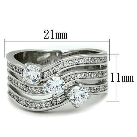 High polished (no plating) Stainless Steel Ring with AAA Grade CZ  in Clear