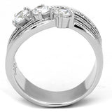 High polished (no plating) Stainless Steel Ring with AAA Grade CZ  in Clear