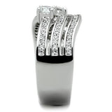 High polished (no plating) Stainless Steel Ring with AAA Grade CZ  in Clear