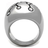 High polished (no plating) Stainless Steel Ring with Top Grade Crystal  in White AB
