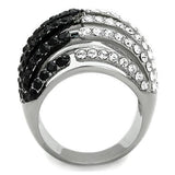 Two-Tone IP Black Stainless Steel Ring with Top Grade Crystal  in Jet