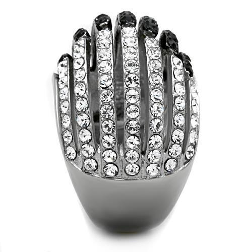 Two-Tone IP Black Stainless Steel Ring with Top Grade Crystal  in Jet
