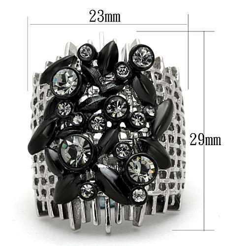 Two-Tone IP Black Stainless Steel Ring with Top Grade Crystal  in Black Diamond
