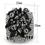 Two-Tone IP Black Stainless Steel Ring with Top Grade Crystal  in Black Diamond